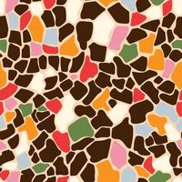 Giraffe skin vector seamless pattern. Animal fur texture brown spots geometric background for print, card, postcard, fabric, textile.