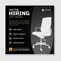 We are hiring job vacancy promotional social media post or square web banner template vector