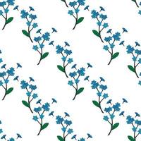 Seamless background of cozy blue flowers forget-me-nots. Endless pattern for your design. vector