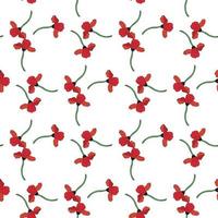 Seamless background with round frame of red poppy. Endless pattern with flowers on white background. Vector image.