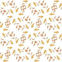 Seamless pattern with vertical round frames of orange branches and leaves on white background. Endless background for your design. vector