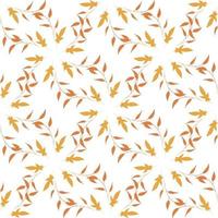 Seamless pattern with vertical round frames of orange branches and leaves on white background. Endless background for your design. vector