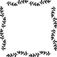 Square frame of simple decorative black branches on white background. Isolated vector frame for your design.