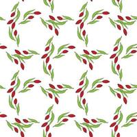 Seamless background with red tulips 2. Endless pattern with flowers on white background. Vector image.