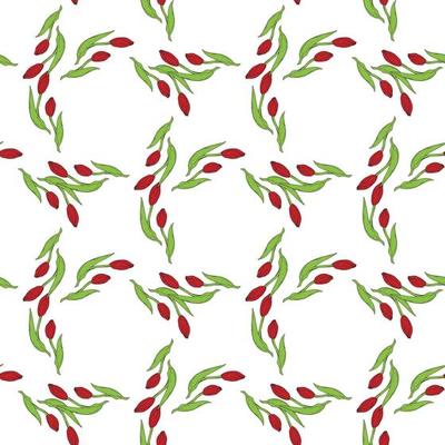 Seamless background with red tulips 2. Endless pattern with flowers on white background. Vector image.