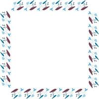 Square frame of horizontal blue leaves. Isolated nature frame on white background for your design. vector