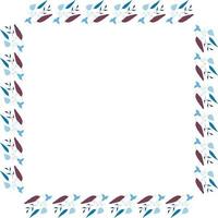 Square frame of horizontal blue leaves. Isolated nature frame on white background for your design. vector