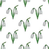 Seamless background of  snowdrops. Endless pattern with flower for your design. vector