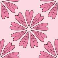 Seamless background with pink decorative flowers on light pink background. Endless pattern for your design. Vector. vector