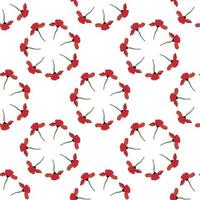 fondo transparente con marco redondo de amapola roja vertical. patrón sin fin con flores sobre fondo blanco. imagen vectorial vector