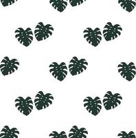 Seamless pattern of monstera on white background. Endless background for your design. vector