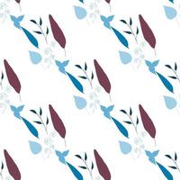 Seamless background with different blue leaves. Endless pattern on white background for your design. Vector. vector