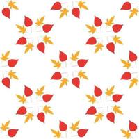 Seamless pattern with vertical red and orange leaves on white background. Endless background for your design. vector