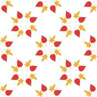 Seamless pattern with vertical red and orange leaves on white background. Endless background for your design. vector