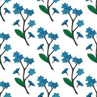 Seamless background of beautiful blue flowers forget-me-nots. Endless pattern for your design. vector