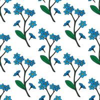 Seamless background of beautiful blue flowers forget-me-nots. Endless pattern for your design. vector