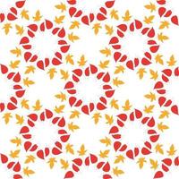 Seamless pattern with cozy vertical red and orange leaves on white background. Endless background for your design. vector