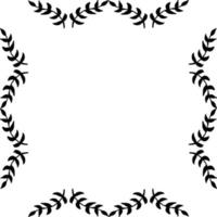Square frame of cute decorative black branches on white background. Isolated vector frame for your design.