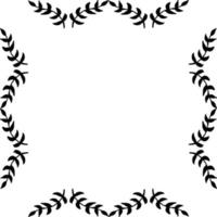 Square frame of cute decorative black branches on white background. Isolated vector frame for your design.