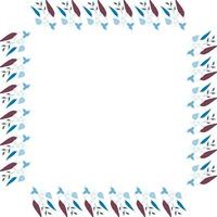 Square frame of vertical blue leaves. Isolated nature frame on white background for your design. vector