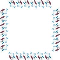 Square frame of vertical blue leaves. Isolated nature frame on white background for your design. vector