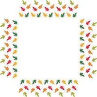 Square frame of vertical autumn  leaves. Isolated nature frame on white background for your design. vector