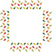 Square frame of vertical autumn  leaves. Isolated nature frame on white background for your design. vector