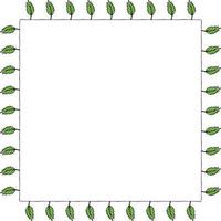 Square frame with carved leaves. Isolated wreath on white background for your design vector