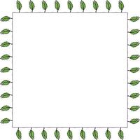 Square frame with carved leaves. Isolated wreath on white background for your design vector