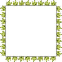 Square frame with bright green leaves. Isolated wreath on white background for your design vector