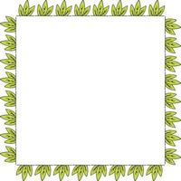 Square frame with bright green leaves. Isolated wreath on white background for your design vector