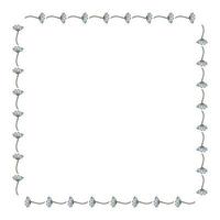 Square frame with cozy horizontal chamomile on white background. Isolated floral frame for your design. Vector image.