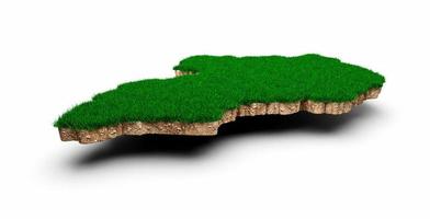 Uganda Map soil land geology cross section with green grass and Rock ground texture 3d illustration photo