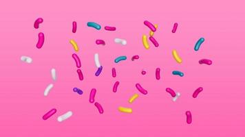 Colorful sprinkles on pink background, decoration for cake and bakery 3d illustration photo