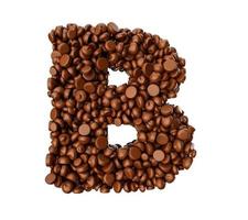 alfabeto b hecho de chispas de chocolate piezas de chocolate letra del alfabeto b ilustración 3d foto