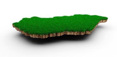 Hungary Map soil land geology cross section with green grass and Rock ground texture 3d illustration photo