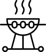 icono de línea de vector de barbacoa