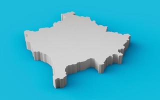 Kosovo 3D map Geography Cartography and topology Sea Blue surface 3D illustration photo