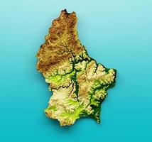 Luxembourg Map Shaded relief Color Height map on the sea Blue Background 3d illustration photo