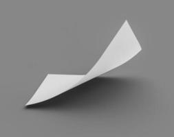 Bent empty paper sheet. empty paper Mockup A4 format paper with shadows on gray background 3d Illustration photo