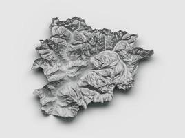 Andorra Map Burma Shaded relief Height map on white Background 3d illustration photo
