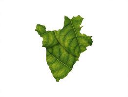 Burundi map made of green leaves on soil background ecology concept photo