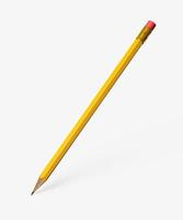 lápiz amarillo sobre fondo blanco aislado ilustración 3d foto