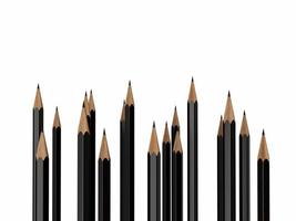 Sharp Black graphite pencils on white background closeup 3d illustration photo