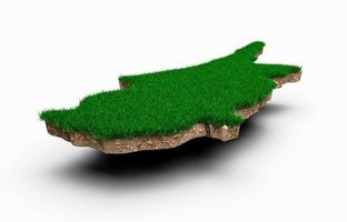 Cyprus Map soil land geology cross section with green grass and Rock ground texture 3d illustration photo