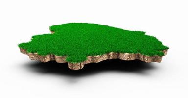 Lithuania Map soil land geology cross section with green grass and Rock ground texture 3d illustration photo