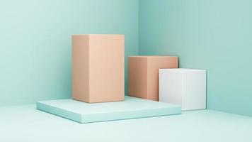 Pastel cyan mint podium and minimal wall scene, podium minimal abstract background 3d illustration photo