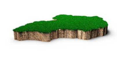 Uganda Map soil land geology cross section with green grass and Rock ground texture 3d illustration photo