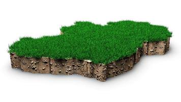 irlanda mapa suelo tierra geología sección transversal con hierba verde y roca suelo textura 3d ilustración foto