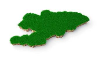 Kirguistán mapa suelo tierra geología sección transversal con hierba verde y roca suelo textura 3d ilustración foto